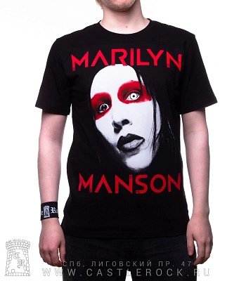 футболка marilyn manson (лицо белое, красная надпись)