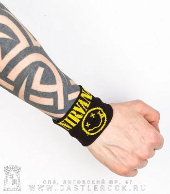 напульсник трикотажный nirvana (надпись и смайл)