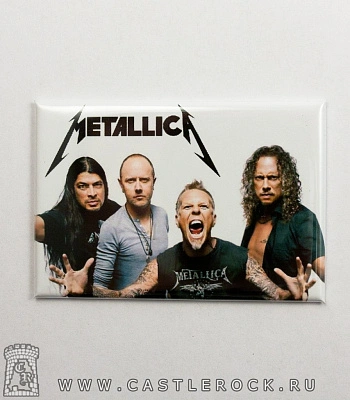 магнит прямоугольный metallica (группа, белый)