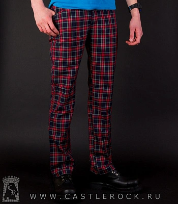 брюки клетка синяя темная с красным