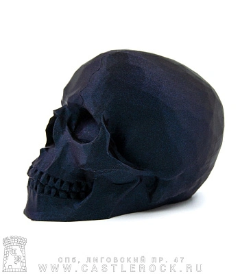 статуэтка череп полигональный (большая, 3d печать, черная)
