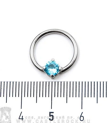 Кольцо BCR Сталь со Стразом (голубым) 1,6 х 13 х 7