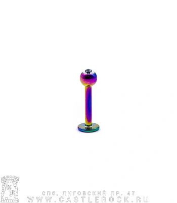 Лабрет Сталь "Бензиновый" с Шариком со Стразом (прозрачным) 1,6 х 10 х 4