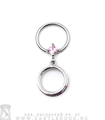 Кольцо BCR Сталь с Подвеской Кольцо (стразы розовые) 1,6 х 13
