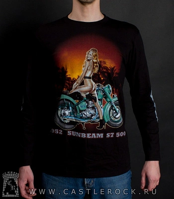 футболка девушка и мотоцикл "1952 sunbeam s7500" д/р