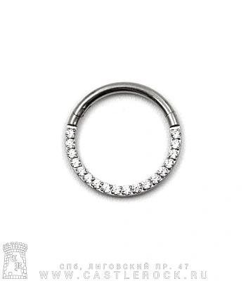 Сегментное Кольцо Кликер Титан 1,2 х 10 (кристаллы прозрачные сбоку)