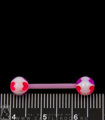 Штанга Биофлекс с Акриловыми Шариками Сердечки (розово-фиолетовая) 1,6 х 16 х 6/6