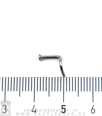 Крючок для носа Сталь со Стразом (перламутровым) 1 х 6-8 х 2