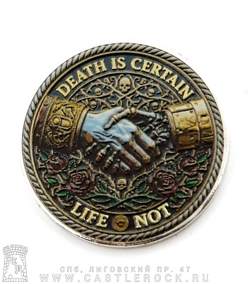 монета сувенирная крупная череп "memento mori death is certain"