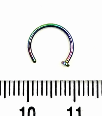 Кольцо для носа Сталь Разжимное "Бензиновое" со Стопором 0,8 х 8