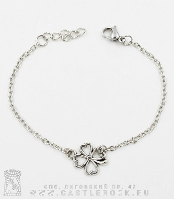 браслет на цепочке клевер четырехлистник