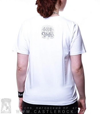 женская футболка лисичка фенек (белая, прямая, светится)