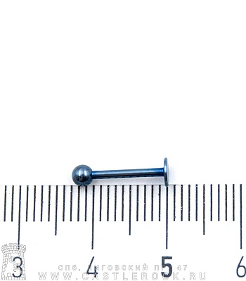 Лабрет Сталь Синий с Шариком 1,2 х 10 х 3