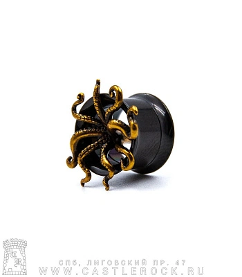 Плаг Сталь Тонкостенный Черный Кракен (с внутренней резьбой) 12 мм