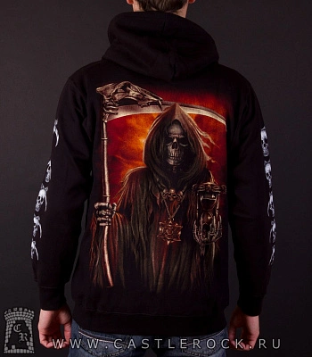 балахон на молнии смерть с косой и часами