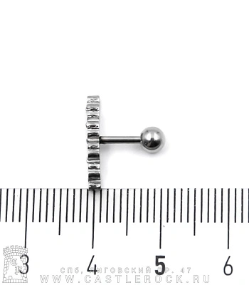 Микроштанга Сталь с Сердцами со Стразами (прозрачными) 1,2 х 6 х 4/15