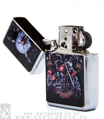 зажигалка цветная байк и орел "live to ride"