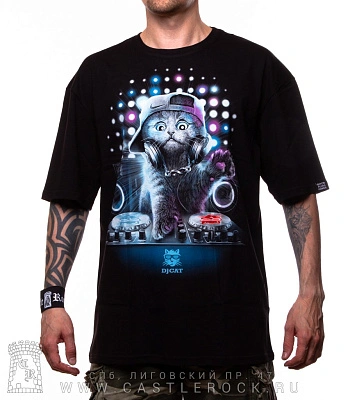 футболка кот диджей (оверсайз, светится)
