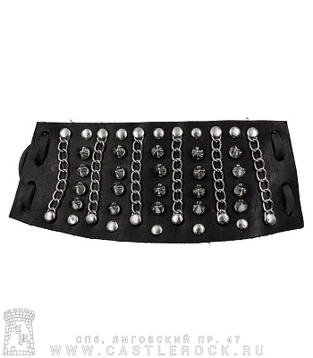 напульсник кожаный шипы, цепи, клепки (на шнуровке)