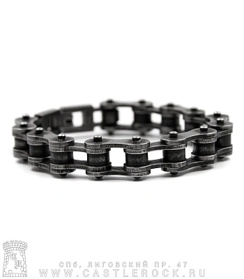 браслет стальной цепь мотоциклетная (затемненный, 14 мм)