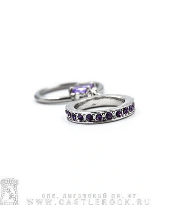 Кольцо BCR Сталь с Подвеской Кольцо (стразы фиолетовые) 1,6 х 13