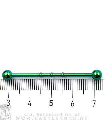 Штанга Индастриал Сталь Зеленая с Шариками Ребристая 1,6 х 38 х 5/5