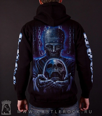 балахон на молнии череп и цепи