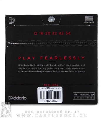 струны d'addario никелированные для электрогитары nyxl1254