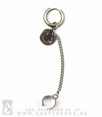 серьга кафф nirvana (смайл, кликер, цепочка)