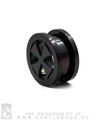 Плаг Сталь Черный Крест Железный 16 мм