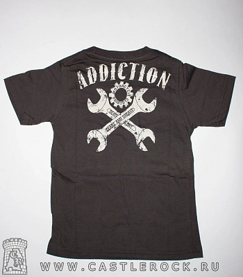 футболка детская addiction череп и гаечные ключи "grease gears gasoline"