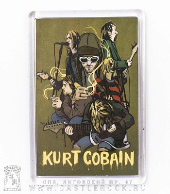 магнит прямоугольный nirvana kurt cobain (шарж)