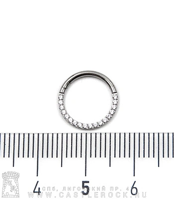 Сегментное Кольцо Кликер Титан 1,2 х 10 (кристаллы прозрачные сбоку)