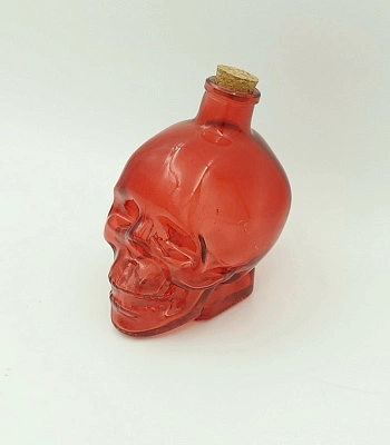 графин стеклянный череп (с пробкой, красный)
