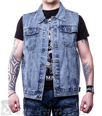 жилет джинсовый голубой (потертый) #2301