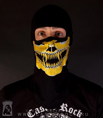 шапка балаклава челюсть с клыками (желтая)