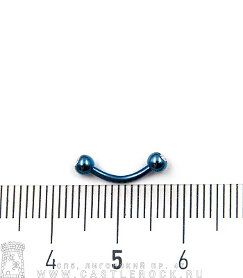 Микробанан Сталь Синий с Шариками со Стразами (прозрачными) 1,2 х 8 х 3/3