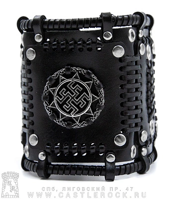 напульсник кожаный стимпанк черный (bspkv-6) цветок папоротника