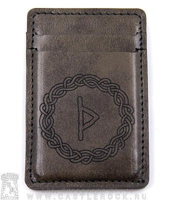 кардхолдер с гравировкой молот тора (серый, ручная работа)