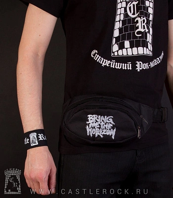 сумка на пояс с вышивкой bring me the horizon (лого белое)