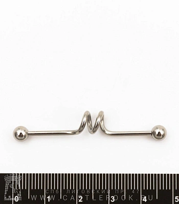 Штанга Индастриал Сталь с Шариками и Спиралью (2 витка) 1,6 х 38 х 5/5