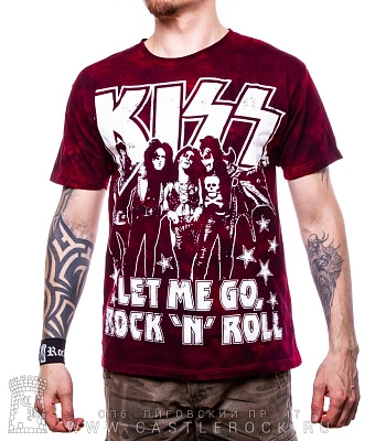 футболка kiss "let me go, rock'n'roll" (варенка, бордовая)