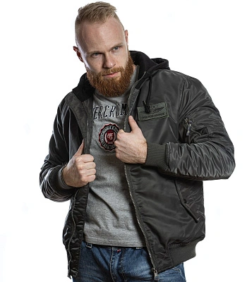 куртка пилот foersverd с капюшоном серо-зеленая (патч, бомбер) куртка пилот foersverd с капюшоном серо-зеленая (патч, бомбер)