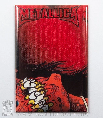 магнит прямоугольный metallica (череп, красный)