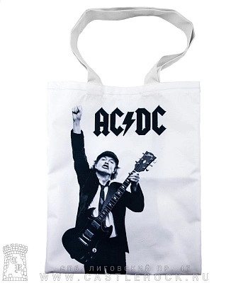 сумка шоппер ac/dc angus young (белая, большая)
