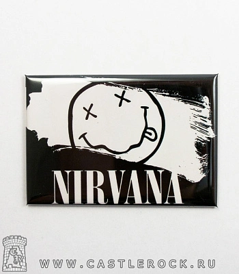 магнит прямоугольный nirvana (смайл, ч/б)