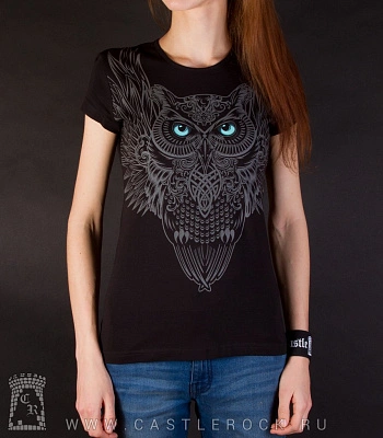 женская футболка сова (светится)