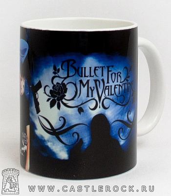 кружка bullet for my valentine (группа на фоне девушки)