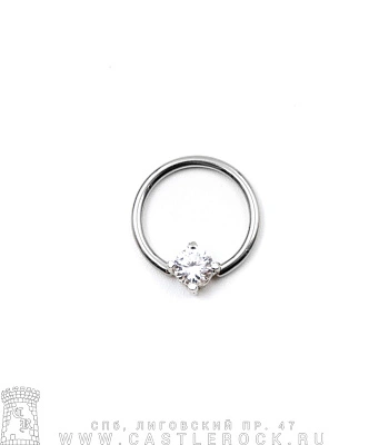 Кольцо BCR Сталь со Стразом (прозрачным) 1,6 х 13 х 7