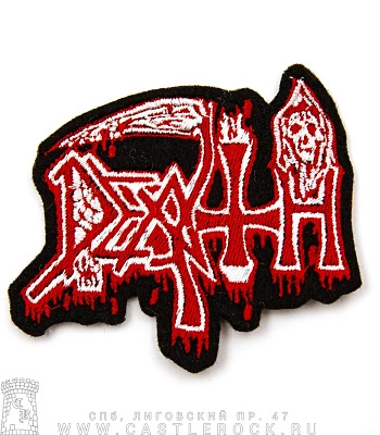 нашивка death (лого красное с белым, вышивка)